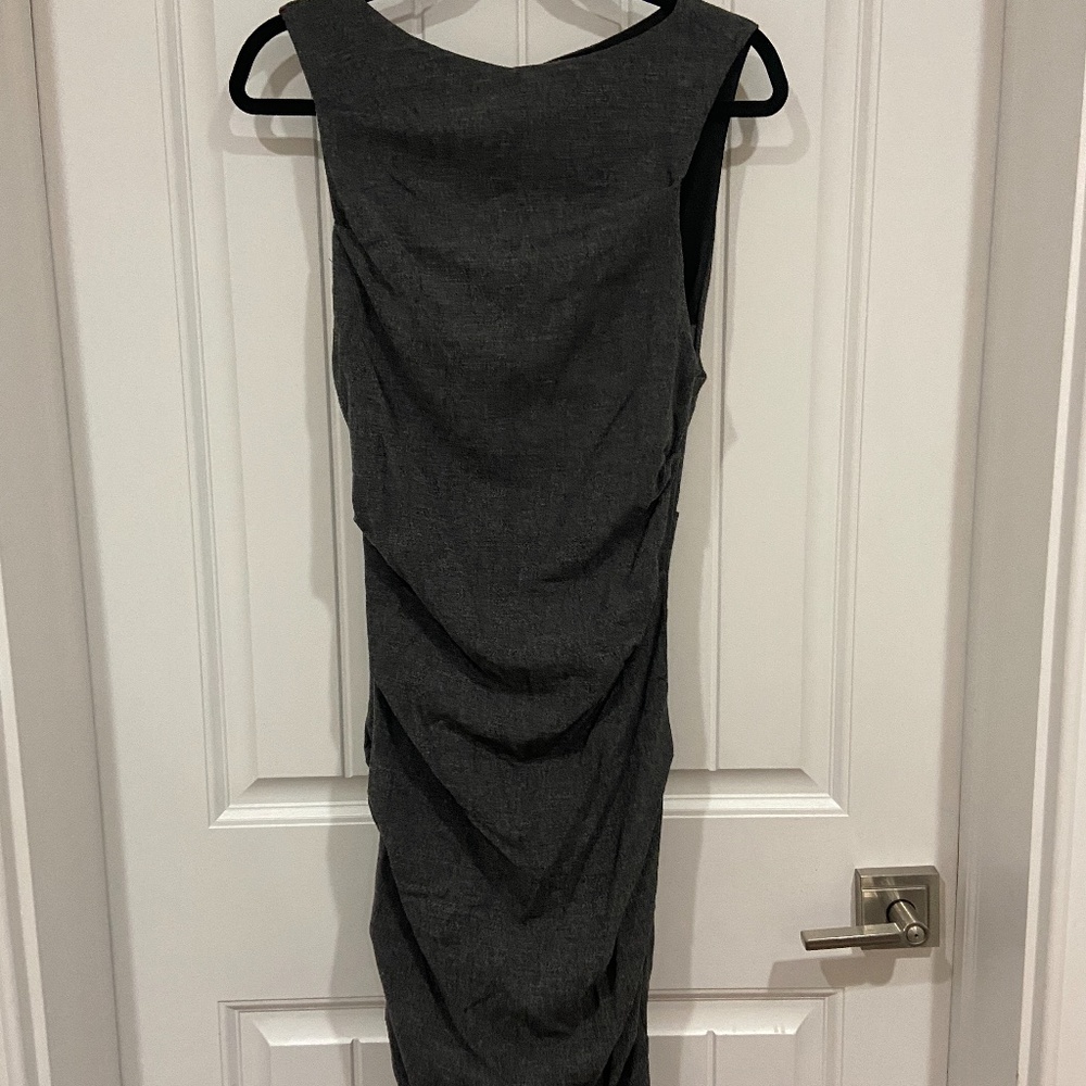 Nicole Miller Charcoal Gray Ruched Bodycon Dress